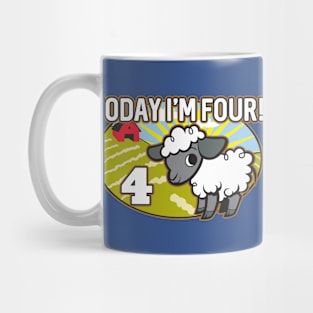 Kid's 4th Birthday T-Shirt Today I'm Four! Cute Lamb Sheep Mug